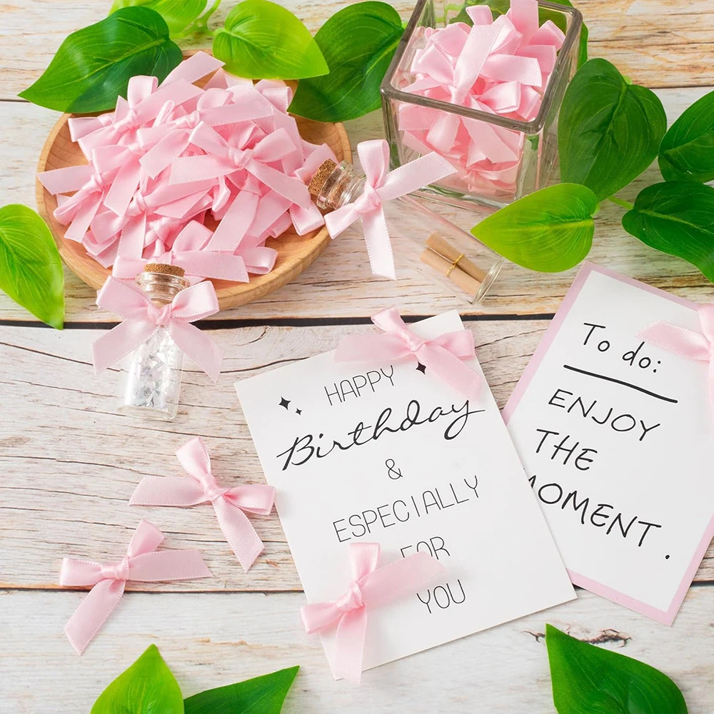 50/100 Stück Mini blaue Satinbandschleifen rosa kleine Schleife DIY Handwerk Geschenk Hochzeit Geburtstag Party Dekorationen Schleife Blumendekor – Detail 20