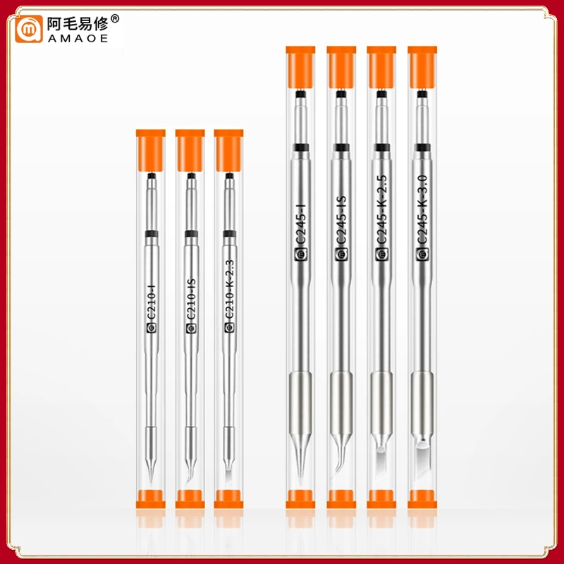 

AMAOE C210 C245 Tips Soldering Iron Welding Tip Head For JBC GVM OSS Aixun T3B T245 T210 Soldering Station