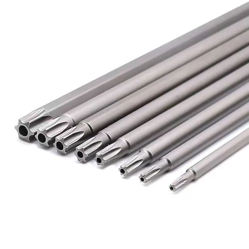 50mm-200mm Lengthening Torx Screwdriver Bit 1/4\'\' Hex Shank High Torque Magnetic 6 Point Star Head Screwdriver Set With Hole