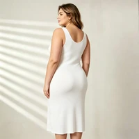 Robes de dessous grande taille pour femmes, fines, sans couture, en soie glacée, d'été, sans manches, type débardeur, 5XL 6