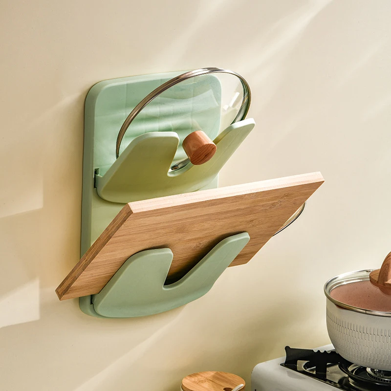 

Wall Mounted Pot Lid Rack Double Layer Pot Cover Holder Foldable Kitchen Storage Rack Kitchen Organizer