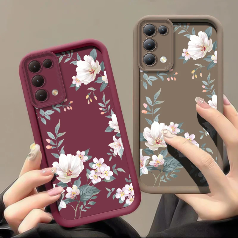Retro Shattered Flowers Silicone Soft Shockproof Phone Case