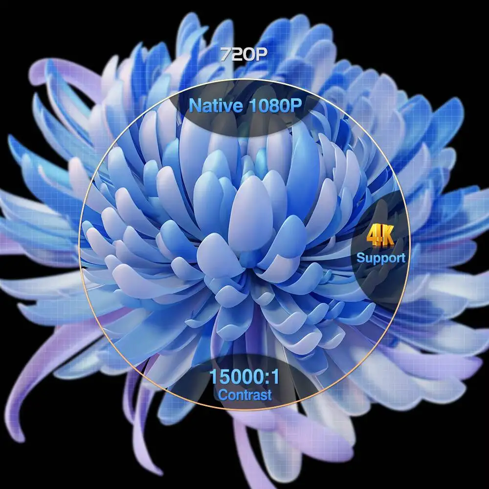 에브리컴 T11 1080P 프로젝터는 4K 및 5G WiFi를 지원하며, 스탠드와 360도 기능을 갖춘 안드로이드 스마트 홈시어터 시스템입니다. ° 회전