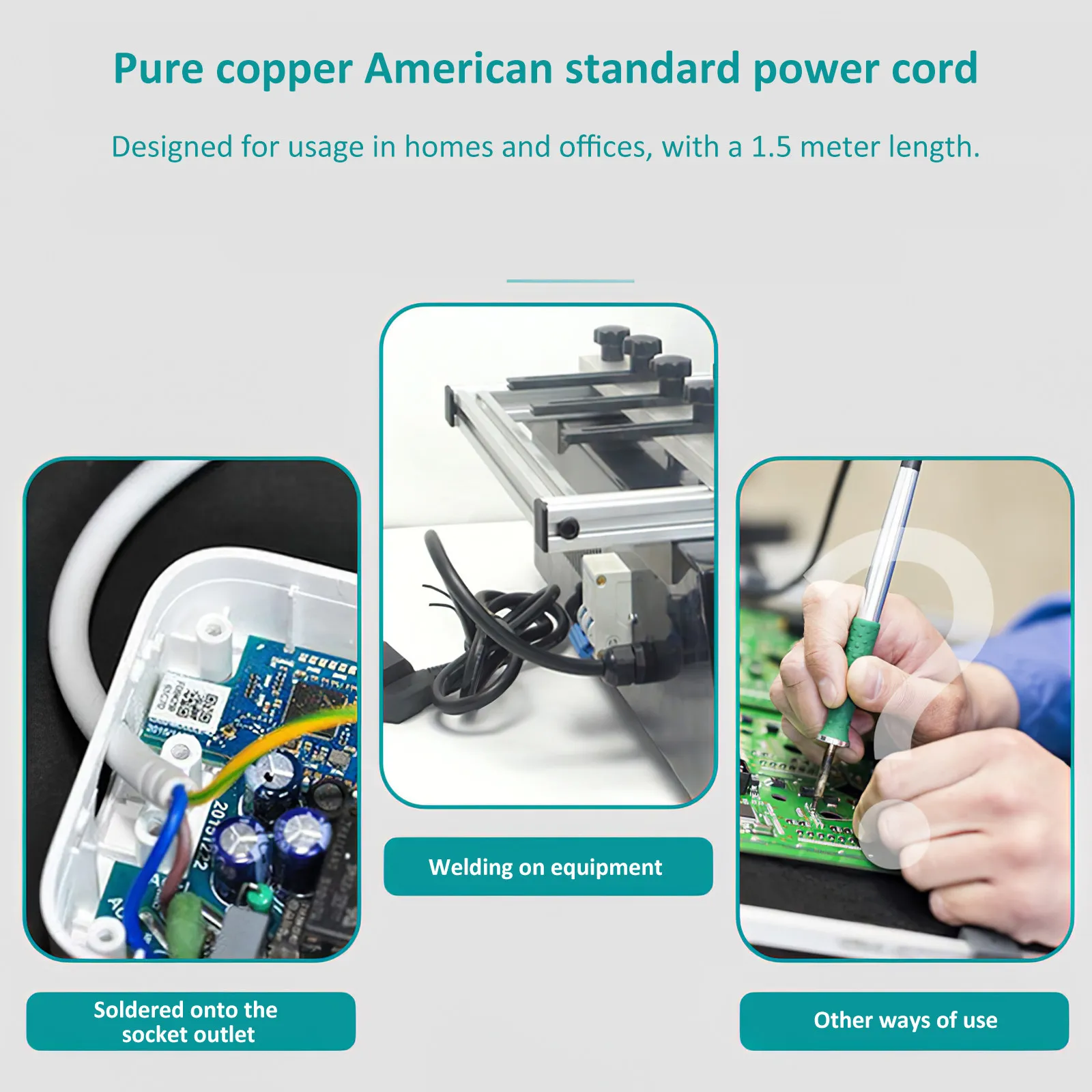 전원 코드 15M 전기 케이블 2구 교체용 플러그 연장 코드 램프, 가전제품, 전기담요, 가정 및 사무실용