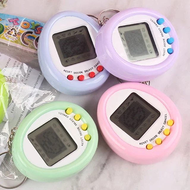 jogos retrô 90x, 80x. jogo eletrônico de tamagotchi. um console de jogos  ácido brilhante. jogo infantil nostálgico 13603311 Vetor no Vecteezy