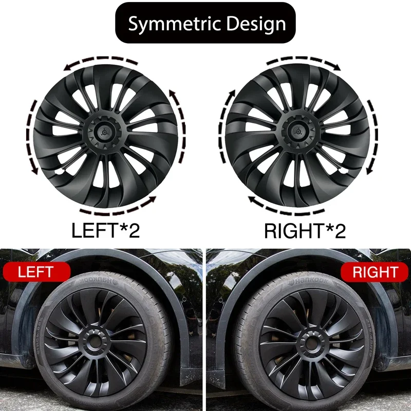 4PCS Hub Cap Tesla Model Y 19 Inch Performance Replacement Wheel Cap Automobile Hubcap Full Rim Cover Accessories