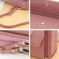 Women Long Wallet Korean Version Crossbody Bag Double Zipper Large Capacity Clutch Bag Shoulder Handbag Female Mobile Phone Bag - Image 6