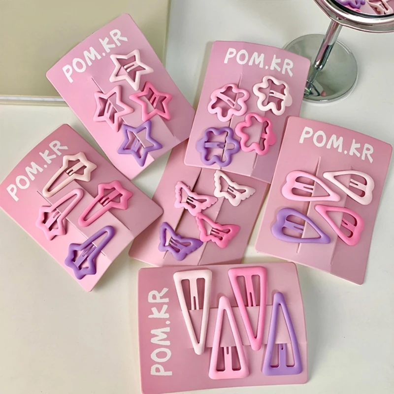 여자를위한 24pcs 금속 머리핀 팩, 스타/하트/꽃 모양 헤어 바레트 모듬 디자인의 귀여운 헤어 클립