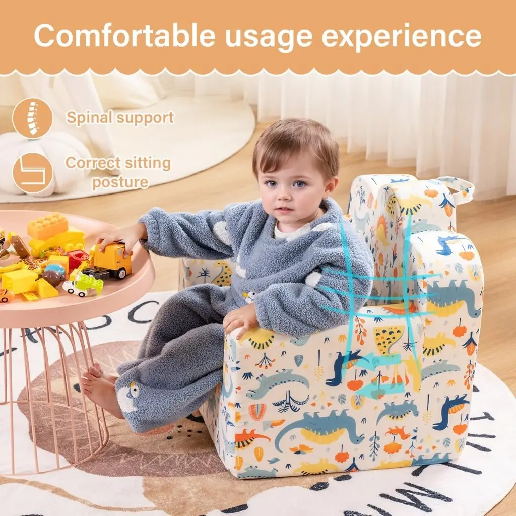 Cloud-Like Comfy Printed Kids Sofa Toddler Reading Chair with Washable Cover Carrying Handle 5