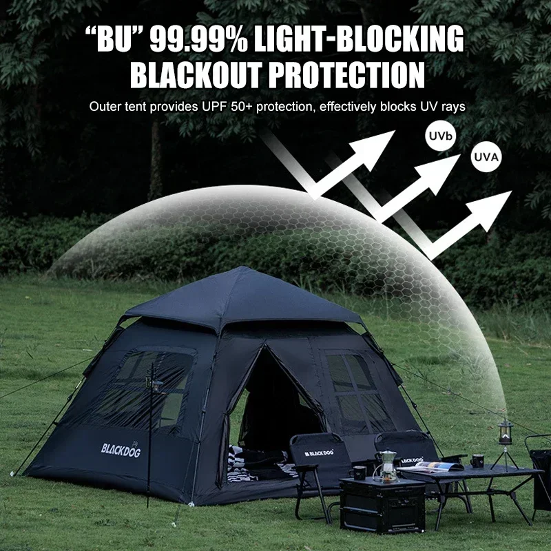 Outdoor Blackout Camping Tent Portable Rainproof Thickened Automatic Pop-Up Shelter for 3-4 People Perfect for Hiking Picnic