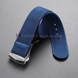 Durable Nylon Waterproof Watch Strap with Folding Buckle - Sporty and Stylish Wristband - 22mm (Blue)