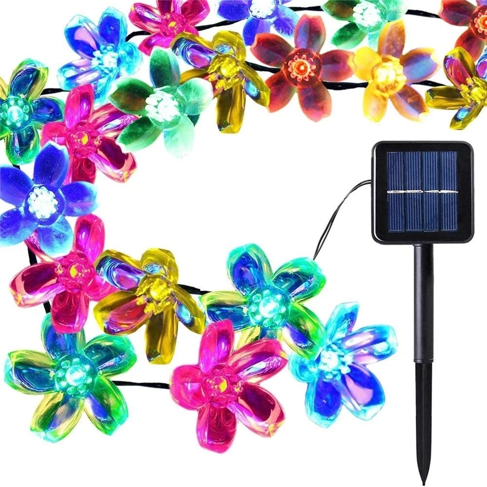 Solar String Christmas Lights Outdoor 100/200LED 8Mode Waterproof Flower Garden Blossom Lighting Party Home Decoration led string lights 8 lighting modes remote control 16ft 50led 32 8ft 120led 65 6ft 200led for bedroom party wedding christmas