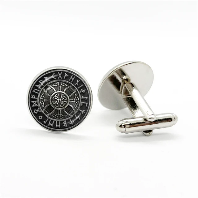 Compass Runes Men's Cufflinks Silver Color Glass Cabochon Shirt  Suit Cuff Links Husband Gift (Metal Color : Style 1) : Clothing, Shoes &  Jewelry
