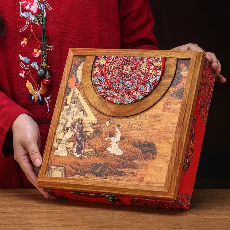 Vintage Tea Box Wooden Pu'er Storage Boxes 357g Tea Caddy China Kung Fu Set Teaware Accessories Gift Seal Box Decoration