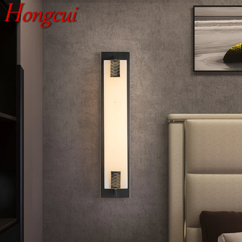 

Hongcui Brass Wall Light LED Modern Luxury Marble Sconces Fixture Indoor Decor for Home Bedroom Living Room Corridor