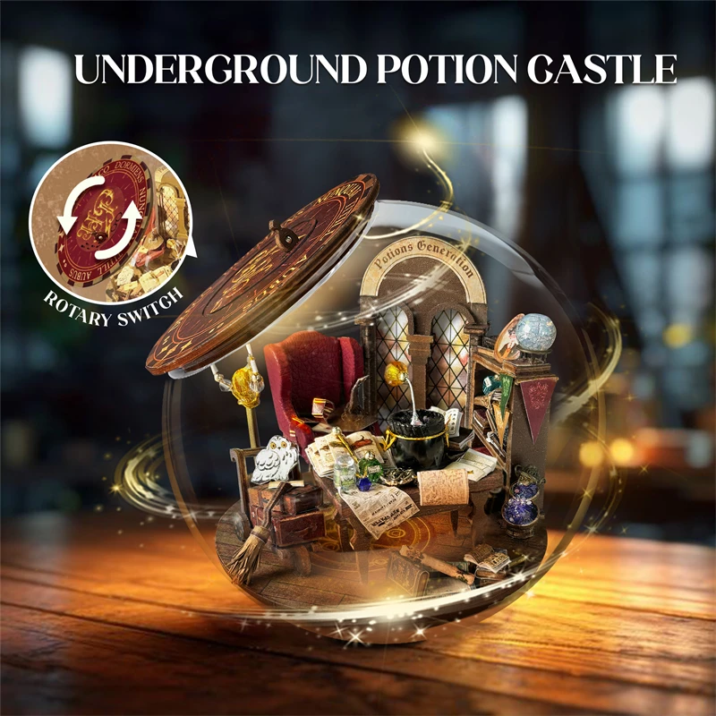 DIY Wooden Doll Houses Christmas Prologue Cottage Miniature Model Kit Underground Potions Castle Casa Dollhouse Friends Gifts 2