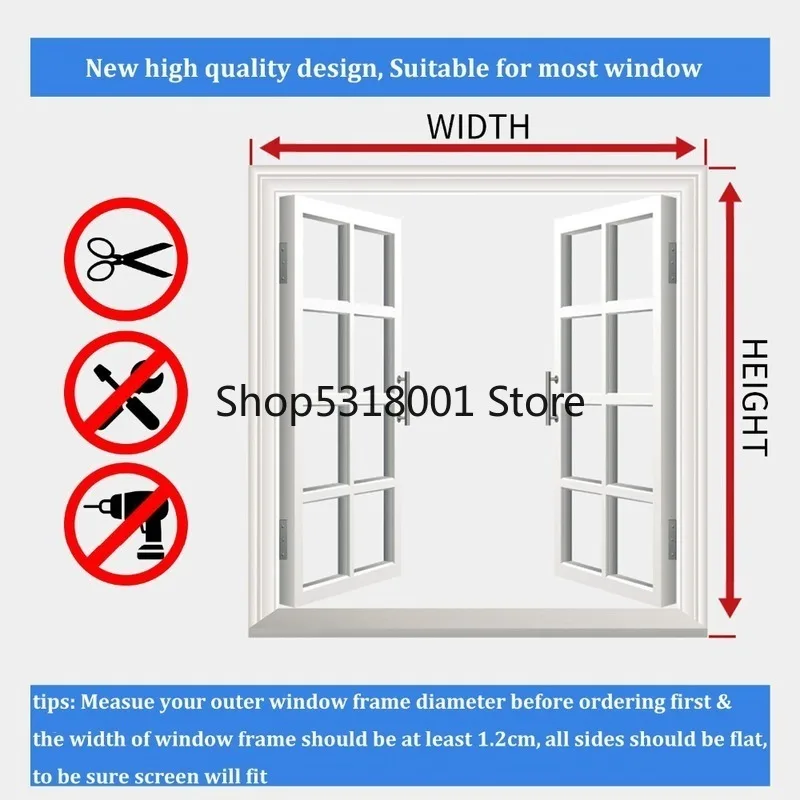 Summer Window Mosquito Nets Indoor Fly-proof Can Be Customized Gray Mesh Black  Detachable Invisible Anti-mosquito Screen