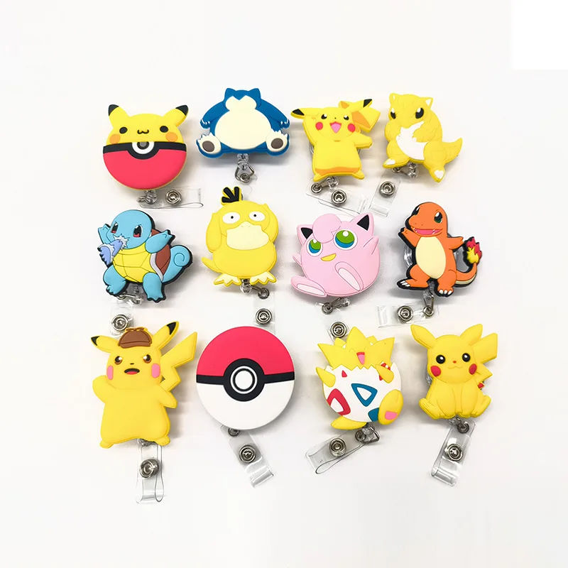 Pokemon Acrylic Retractable Badge Reel Cute Pikachu Reel Nurse Doctor  Exhibition ID Card Student Stationery Clips Badge Holder