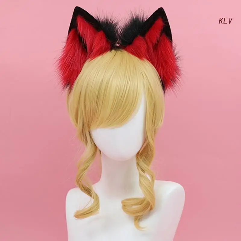 

Faux Fur Furry Kitten Ears Headwear for CAT Hair Hoop Halloween Animal Headband Cosplay Headpiece Party Supplies