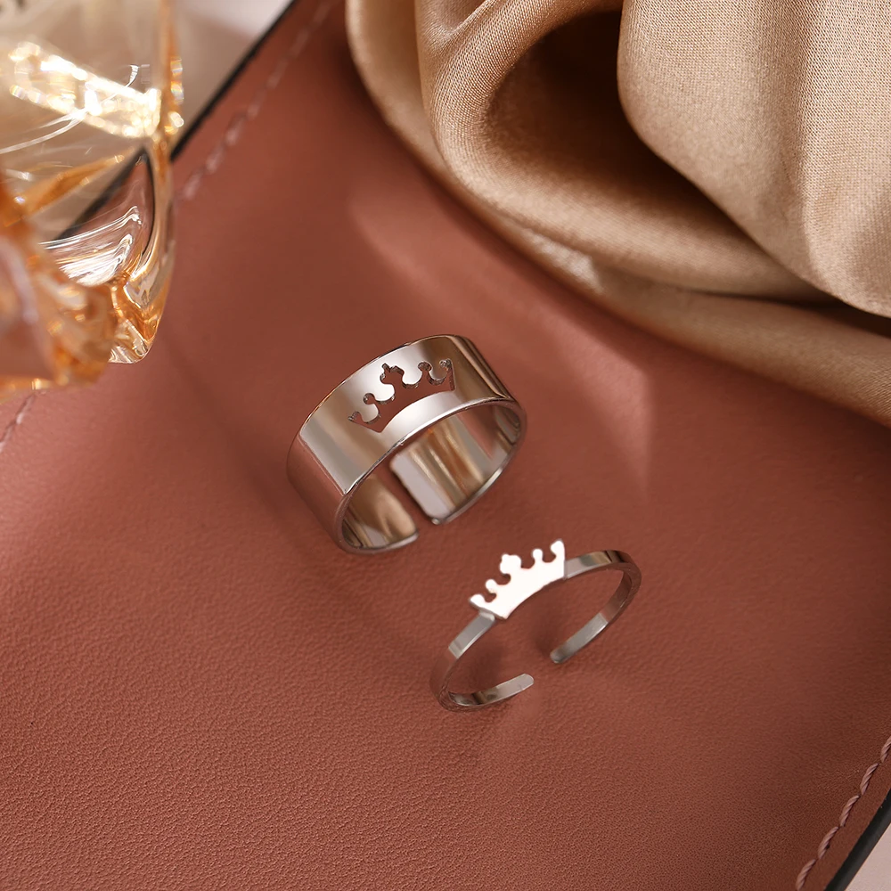 Mahogany and Stainless Steel Wooden Ring Set - Wooden Rings