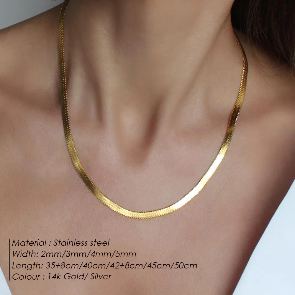 Collana Donna Oro Serpente A Spina Di Pesce – Girocollo In Acciaio Inossidabile, Impilabile, Regalo Elegante