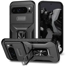 Ring Holder Case with Lens Protection and Stand Functionality - Google Pixel 9 Pro XL (Black)