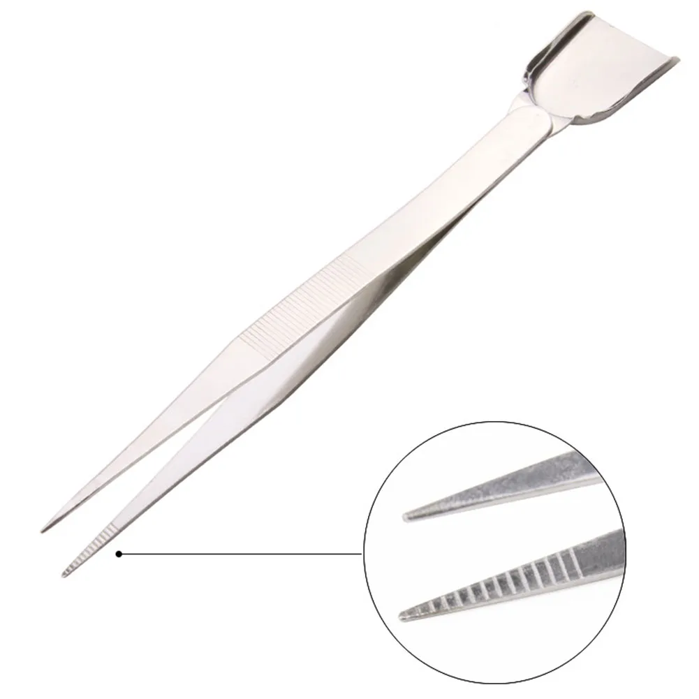 Stainless Steel Tweezers with Scoops Shovels for Jewelry Diamond Clip Pick Up Tool 160mm