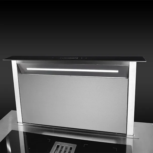 90CM Built in Lifting Range Hood Energy Saving Super Quiet Island Kitchen Cooker Hood Downdraft Black Stylish 4