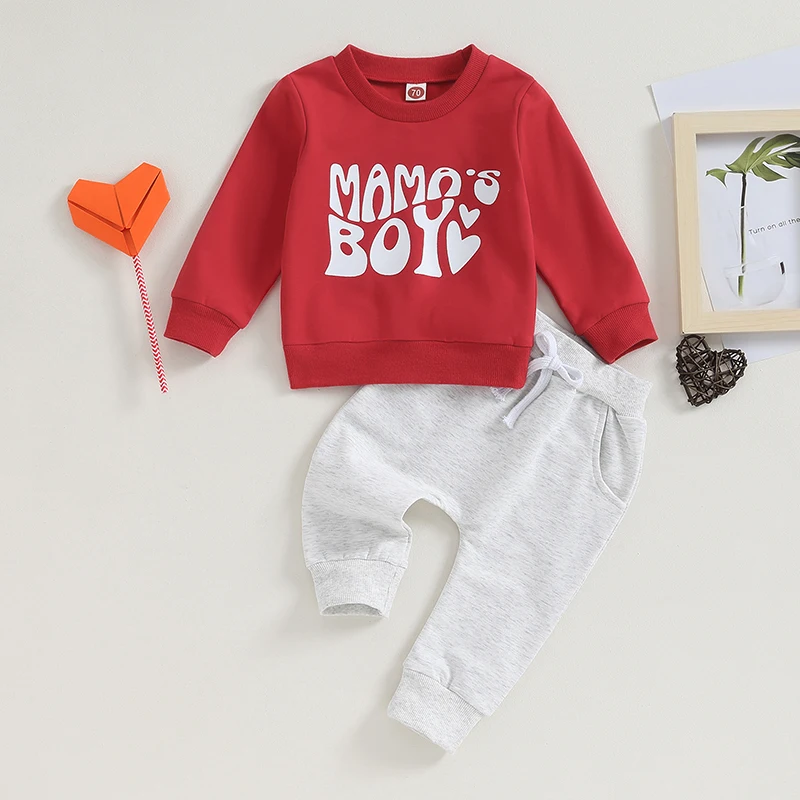 

My First Valentines Day Baby Boy Outfit Toddler Pant Set Mama s Boy Crewneck Sweatshirt Jogger Fall Winter Clothes