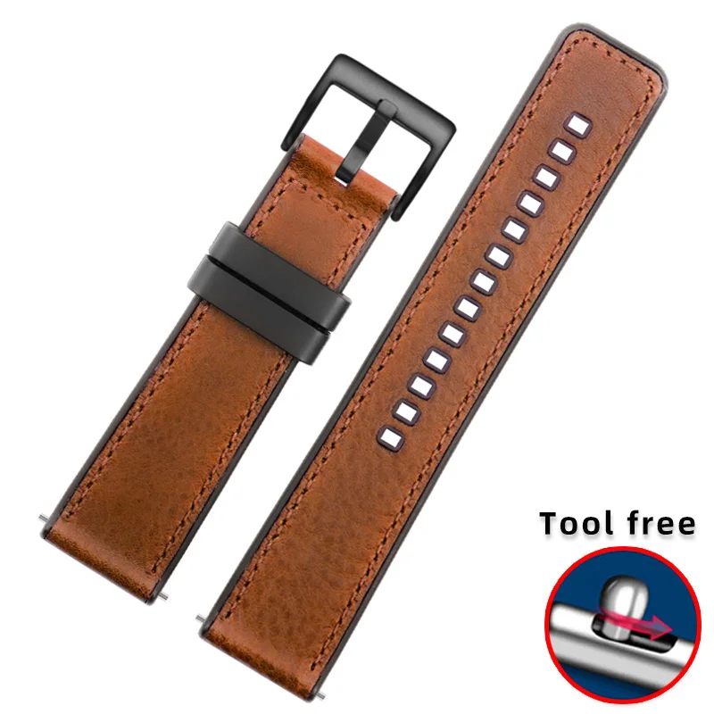 thumbnail image 1 of Correa de reloj de piel de vaca con parte inferior de silicona para HUAWEI Omega Tissot IWC, accesorios de pulsera de goma impermeables para hombre de 20 mm y 22 mm, 1 of 5