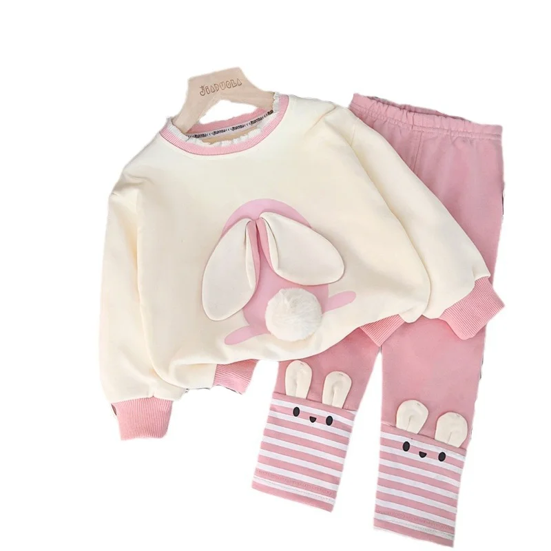 

Новый весенне-осенний костюм для маленьких девочек, детская повседневная футболка и штаны, комплект из 2 предметов, наряды для младенцев, костюм для малышей, детские спортивные костюмы