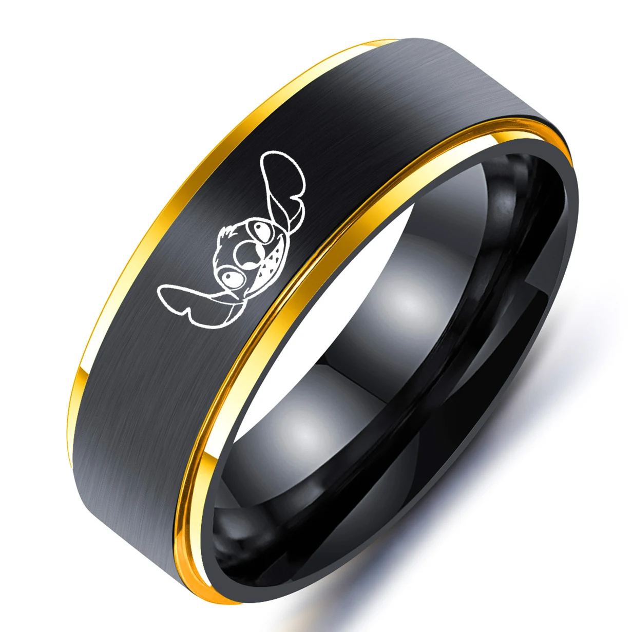 2022 New Arrival Stitch Cartoon Ring Accessories 8mm Cute Stitch Stainless Steel Finger Holder Lovers Rings Jewelry Llaveros 