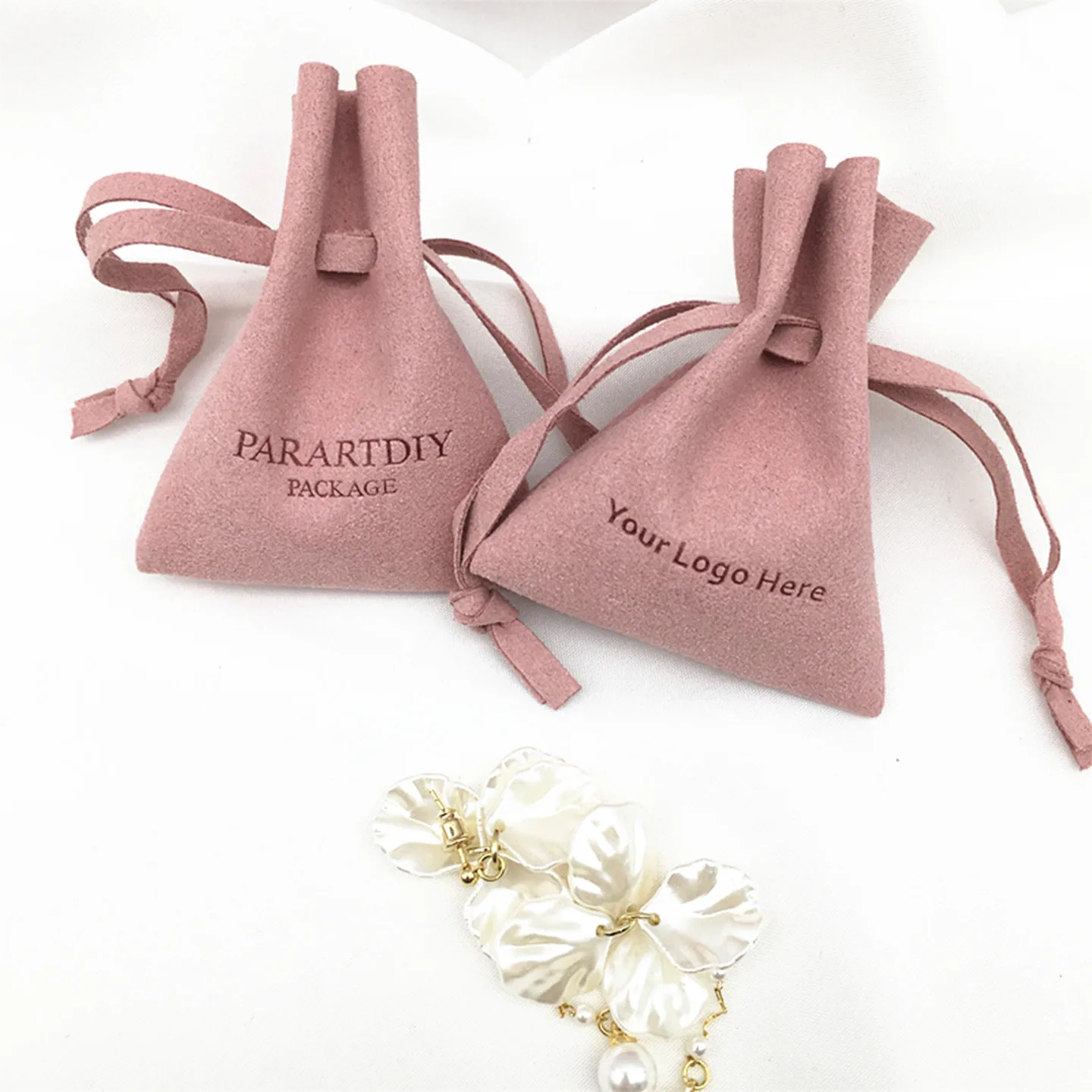 50pcs dark pink custom jewelry packaging pouch custom logo chic small wedding favor pouch microfiber jewelry pouch bags bulk