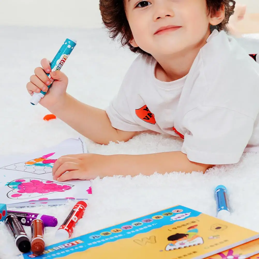 

10Pcs/Set Round Nib Easy Wash Comfortable Grip Drawing Pen Kids Colored Washable Dot Pen Arts School Supplies Students Kids Gift