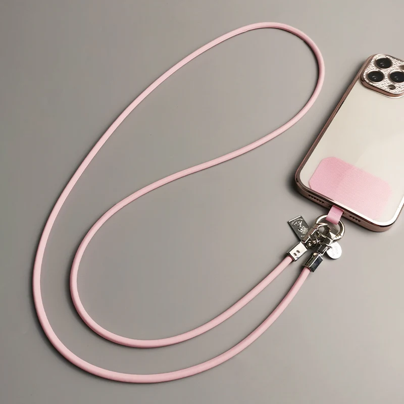 Cordão Longo do Telefone Móvel com Clipe de Couro Alça Universal Cor Sólida Simples Backable Anti Perda Crossbody - Image 6