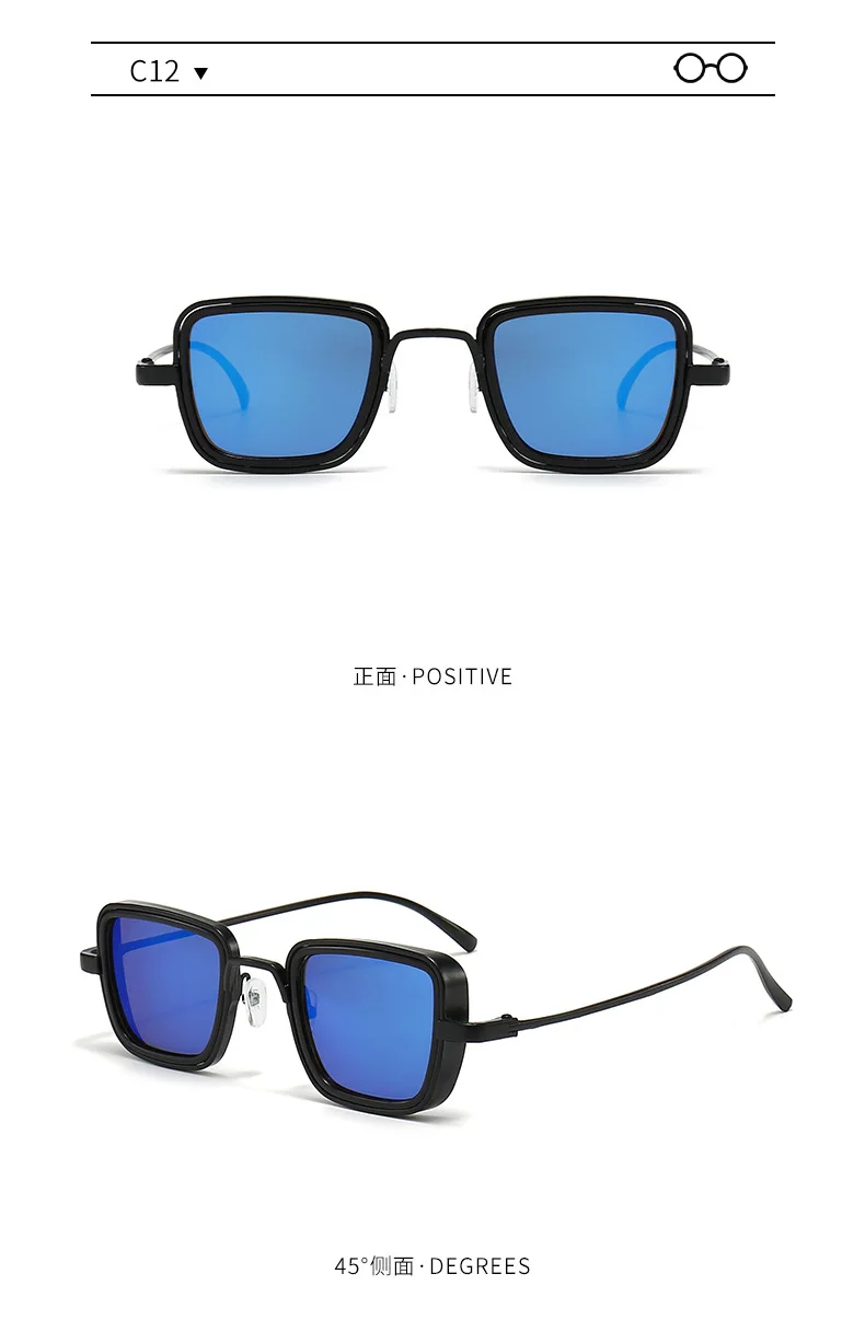 Vintage Metall Rahmen Quadrat Sonnenbrille Für Frauen Männer Punk Sonnenbrille Weibliche Brillen Oculos De Sol für Männlich Weiblich Brillen – Detail 22
