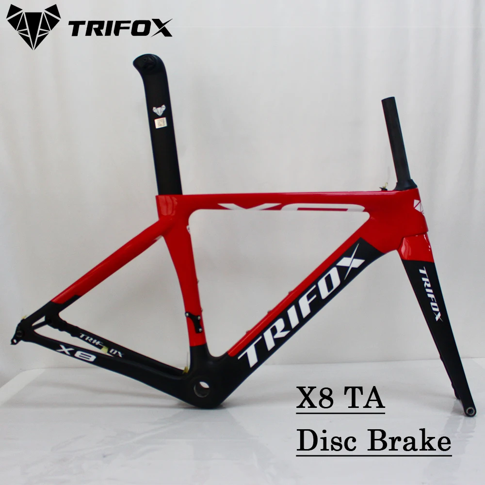 

TRIFOX Full Carbon Fiber Road Bike Frame X8-Disc Small Di2 Support Thru Axle Disc Brake 48 51 54 56 Fork Seatpost Headset X8TA
