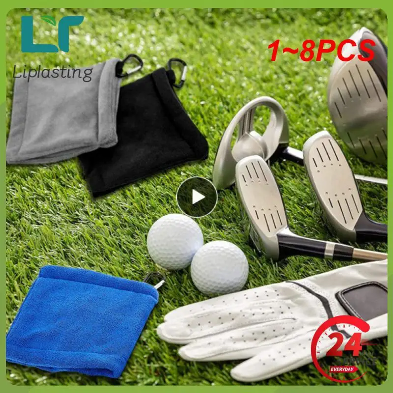 

1~8PCS Square Microfiber Golf Ball Cleaning Towel with Carabiner Hook Water Absorption Clean Golf Club for Head Wipe Cloth Clea