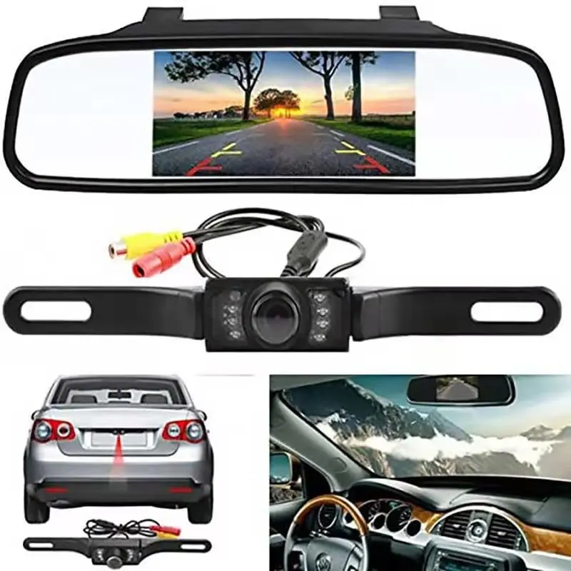 Wireless Car Styling 4.3 Inch HD Car Rearview Mirror Monitor LCD Screen Vehicle Auto Parking Reversing Auxiliary Display DC12V
