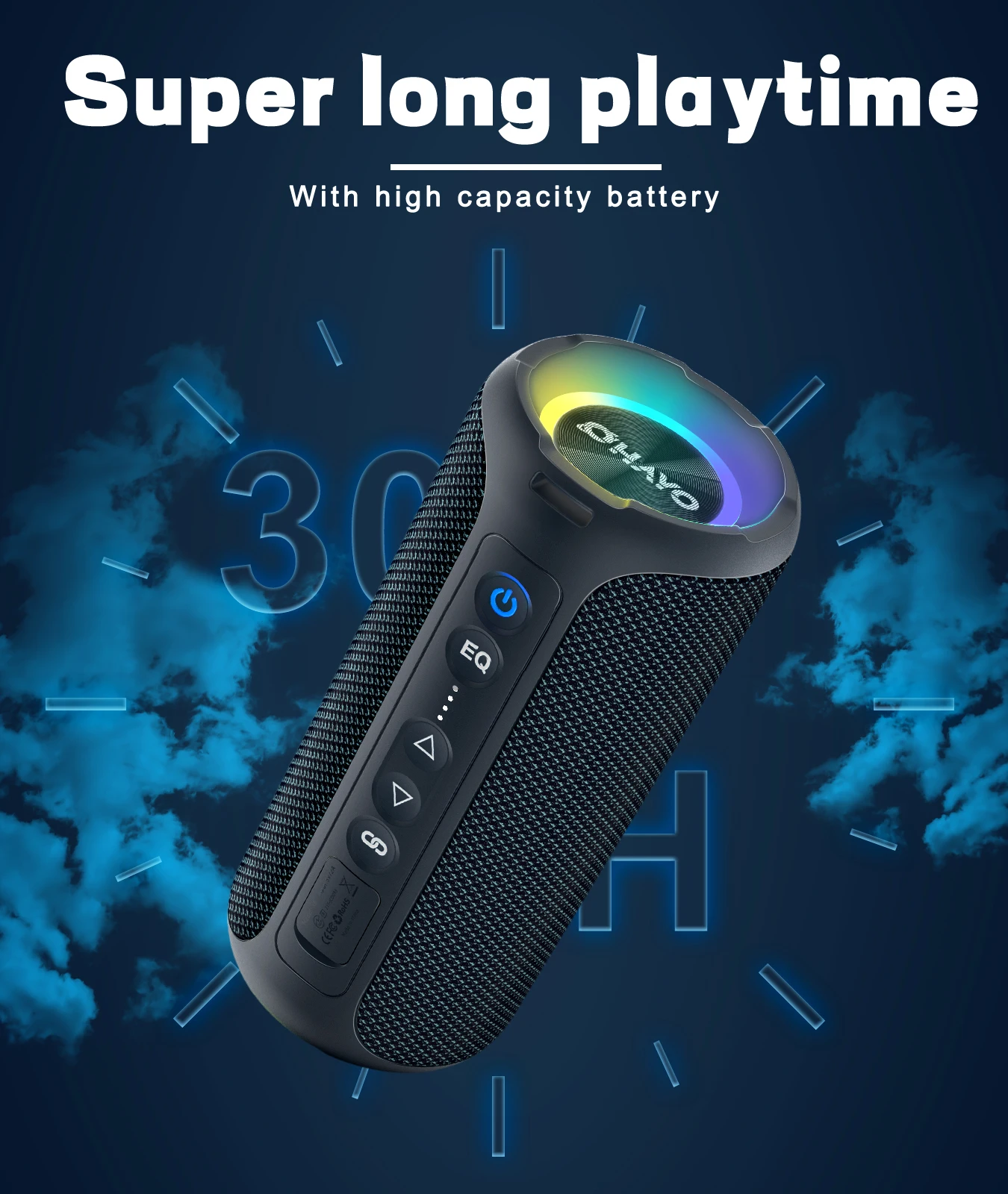 Фото Портативные Bluetooth-колонки Ortizan X8Pro, 40 Вт, IPX7, водонепроницаемая Беспроводная колонка с стереозвуком на 360 °, 30 часов воспроизведения, 6600 мАч №2