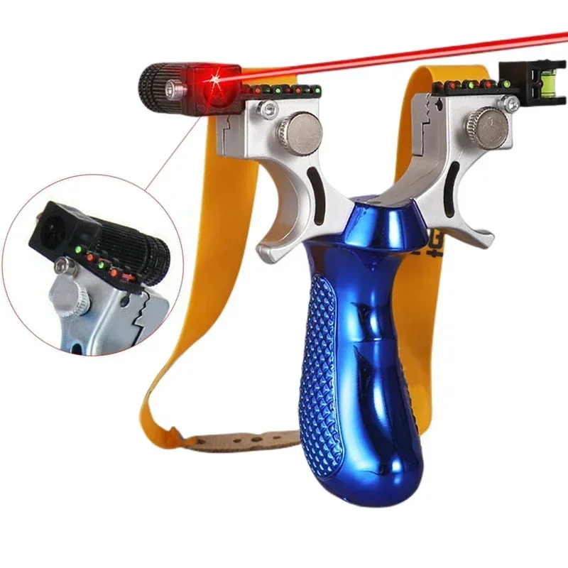 Slingshot 2PCS High Precision Slingshot Laser Spirit Level Rubber Bands Bow Catapult Infrared Outdoor Sling Shot Hunting Accessories