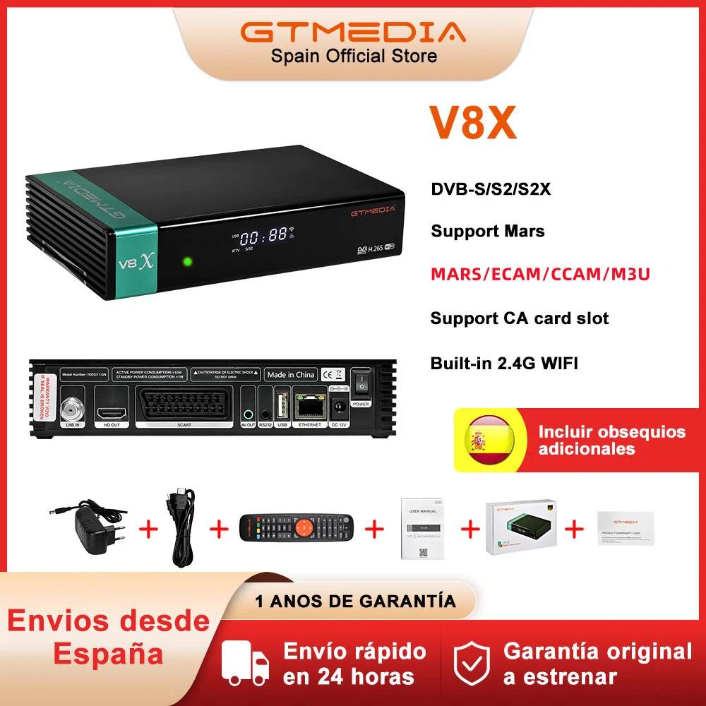 👍Ricevitore Satellitare Gtmedia V8X Dvb-S/S2/S2X 1080P Full Hd H.265 Integrato 2.4G Wifi Ccam Ca Slot Per Schede Supporto Ricevitore Tv Mars