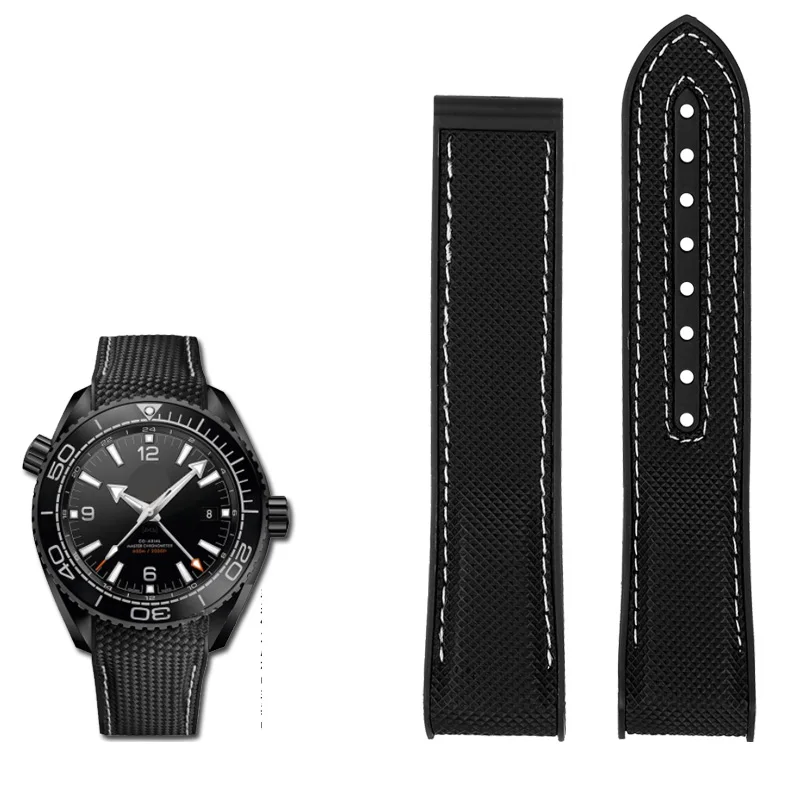 Nylon Rubber Watchband with Deployant Clasp - Silicone Strap Accessory