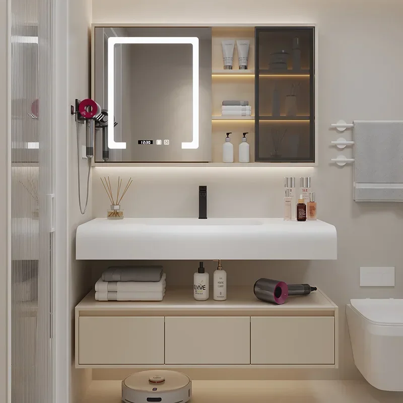

Mirror Drawer Wall Bathroom Cabinets Vanity Integrated Washbasin Bathroom Cabinets Make Up Organizer Gabinete Room Furniture