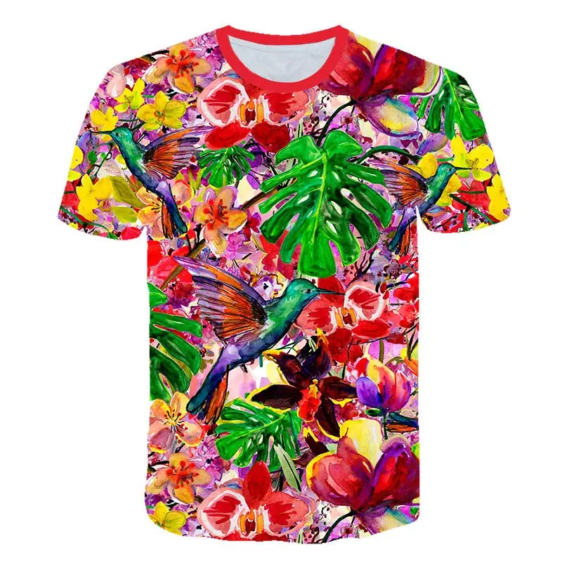 

2022 Summer Men's Cool Romantic Hawaiian Elements T-shirt 3D Printing Street Fashion Coconut 3D Pattern Oversized Top