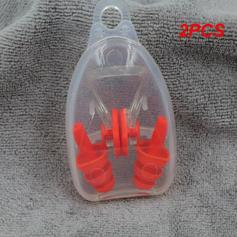 

2PCS High Quality Waterproof Silicone Swimming Ear Plugs Nose Clip Set Box Packed Earplug For Surfing Diving and Learning