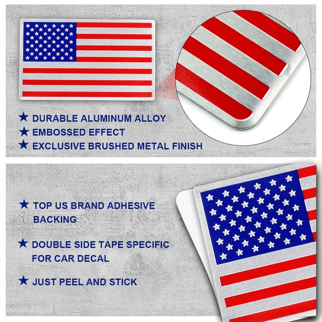 American Flag Car Emblem 2 PACK) 3D METAL American Flag Sticker Decal Emblem Truck Car Boat RV Fridge 3 X 5 American Flag - Foto 5