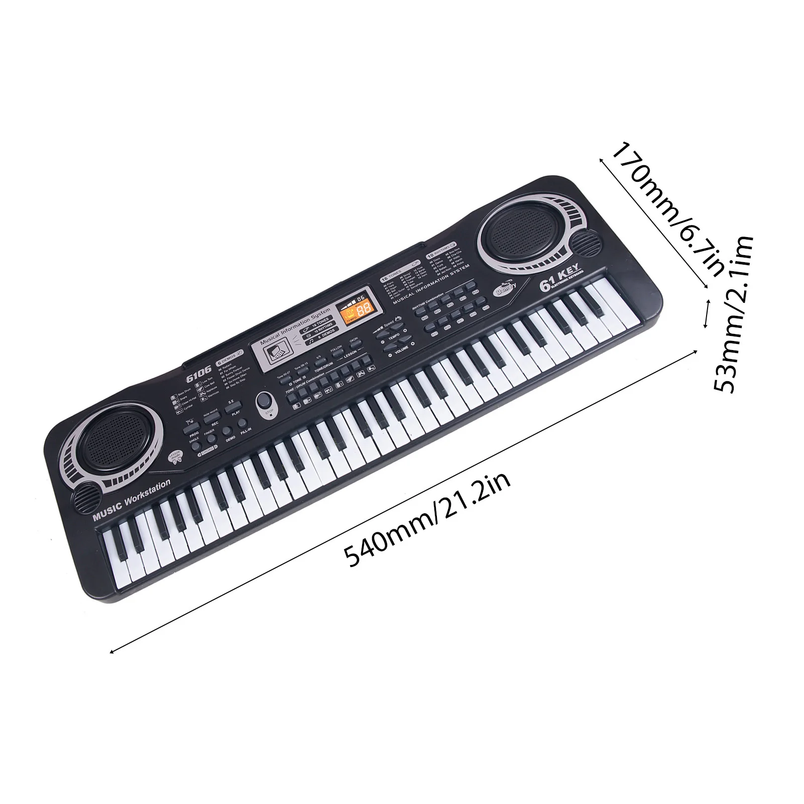 Digital Electronic Keyboard 61 Keys Black Digital Music Electronic Keyboard Electric Piano Kids Musical Instrument - 6