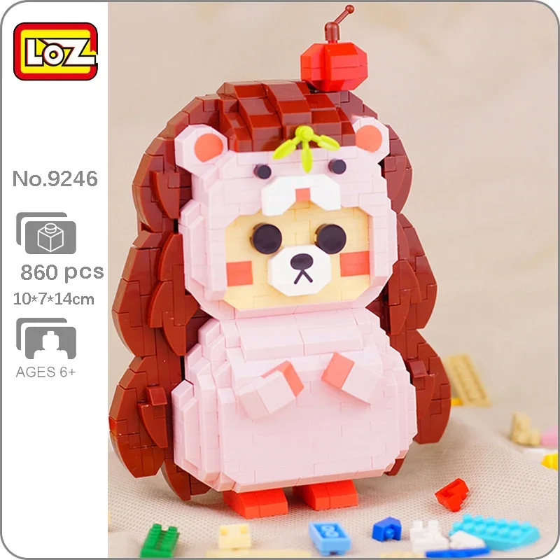 Loz 9246 Animal World Hedgehog Cosplay Abbigliamento Bear Apple Pet Doll Mini Diamond Blocks Mattoni Building Toy For Children No Box