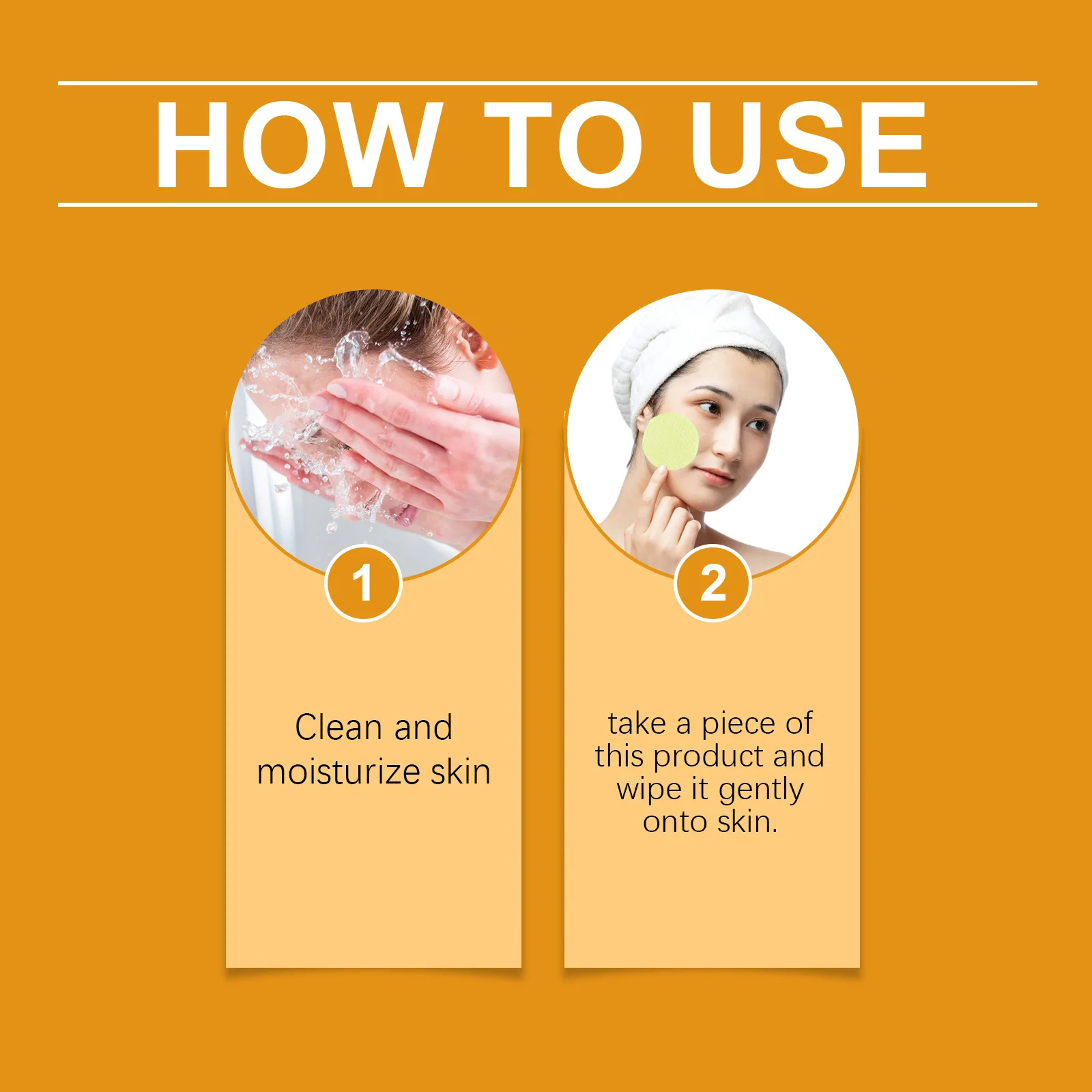 OUHOE Turmeric Kojic Acid Exfoliating Cleansing Pads Fade Dark Spot Oil Brightening Moisturizing Whitening Facial Sponges Cotton 6